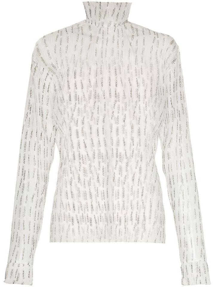 032c Logo Print Sheer Blouse - White