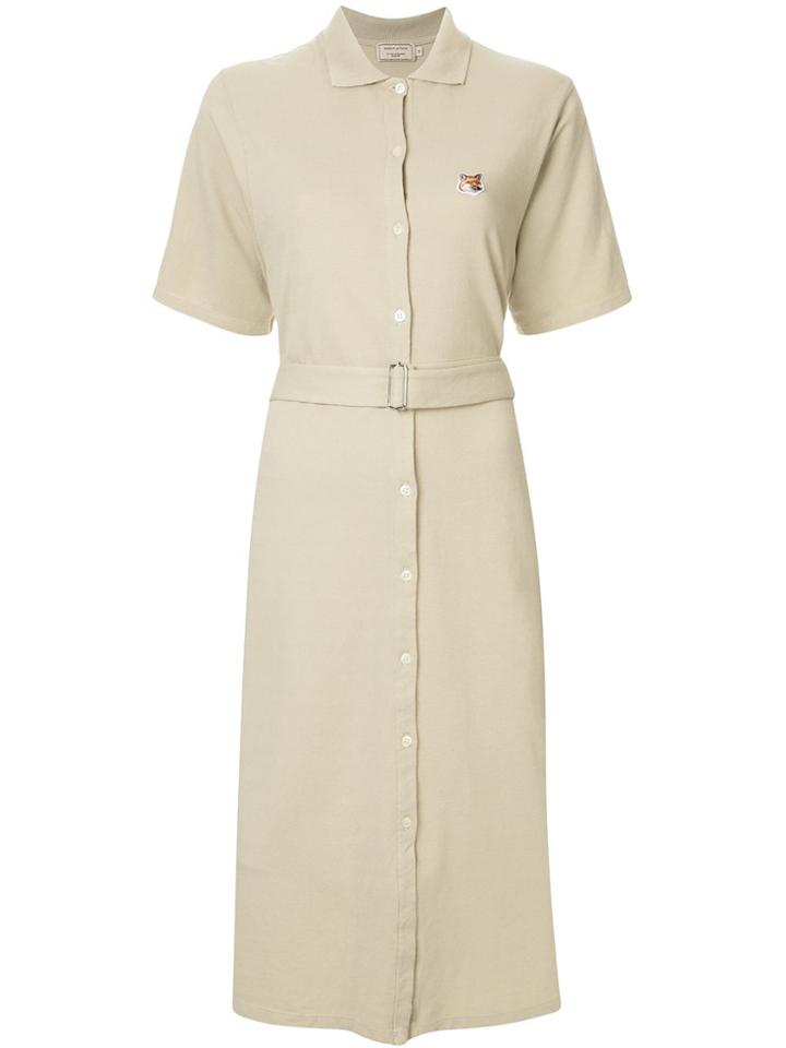 Maison Kitsuné Embroidered Fox Dress - Brown