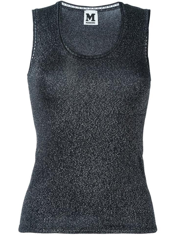 M Missoni Fine-knit Tank Top, Women's, Size: 42, Black, Polyamide/metallized Polyester/spandex/elastane