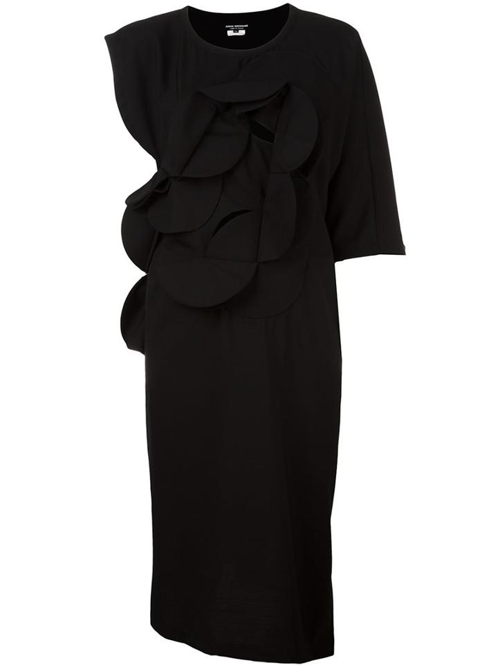 Junya Watanabe Comme Des Garçons Scalloped Ruffle Front Dress, Women's, Size: Small, Black, Polyester/wool