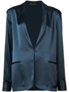 Baja East - Satin Blazer - Women - Polyethylene/triacetate - 0, Blue, Polyethylene/triacetate