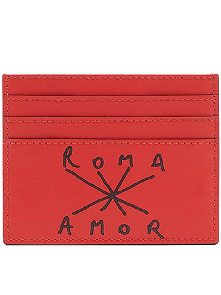 Fendi Logo Print Card Holder - Red