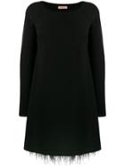 Twin-set Feather Hem Knitted Dress - Black