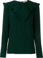 Fendi Ruffle Trim Blouse, Women's, Size: 40, Green, Silk