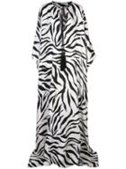 Oscar De La Renta Kaftan Dress With Zebra Print - White