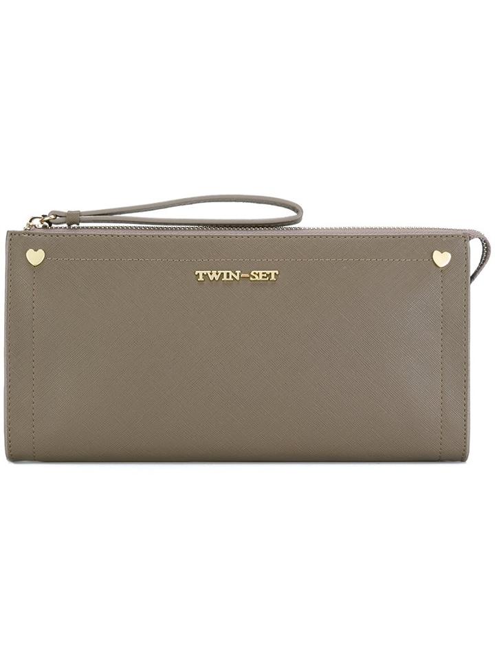 Twin-set Zipped Clutch, Women's, Nude/neutrals