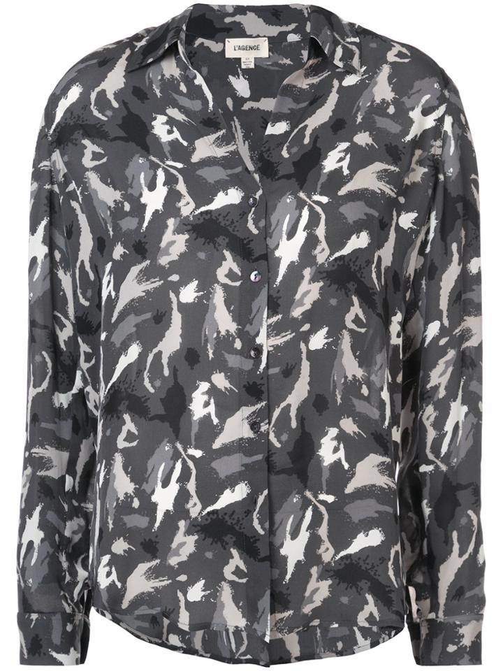 L'agence Camouflage Print Shirt - Grey