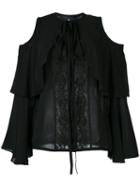 Elie Saab - Cold-shoulder Blouse - Women - Silk/cotton/nylon/polyester - 38, Black, Silk/cotton/nylon/polyester