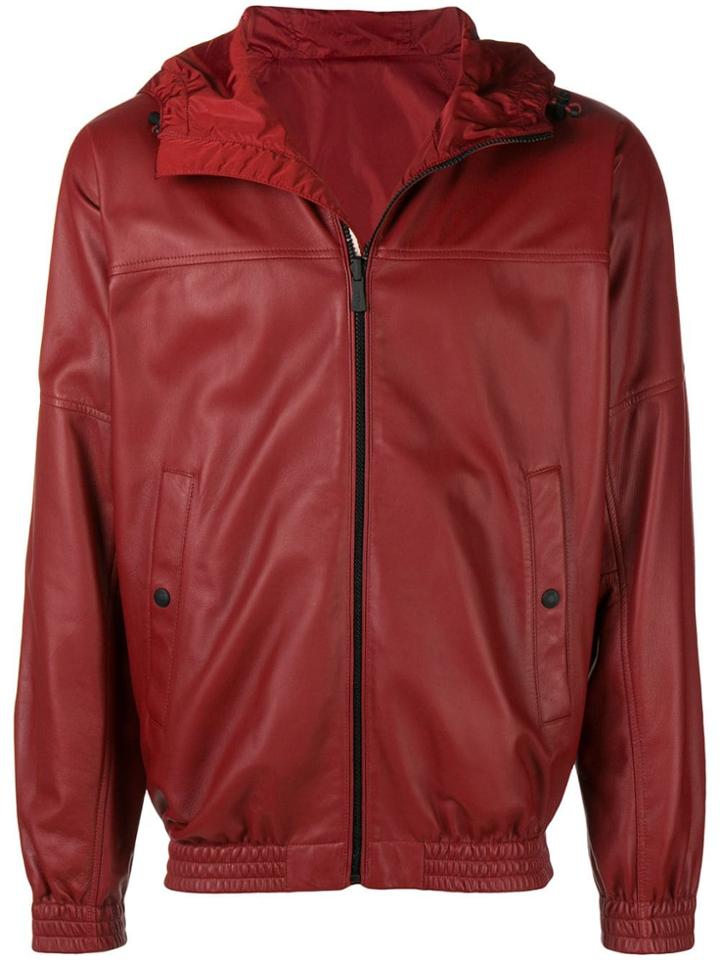 Bally Reversible Leather Hooded Jacket - Red