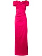 Talbot Runhof Ruched Puff Sleeved Gown - Pink