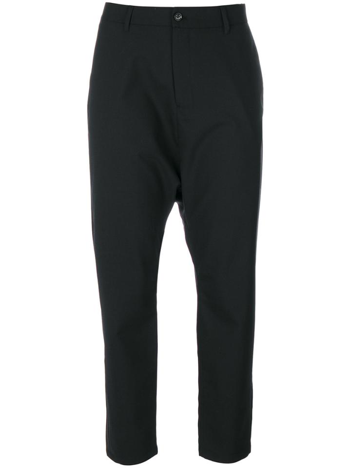 Hope Cropped Drop Crotch Trousers - Black
