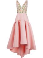Marchesa Notte Embroidered Flower Gown, Women's, Size: 14, Pink/purple, Polyester