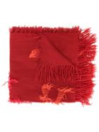 Y's Fray Detail Scarf - Red