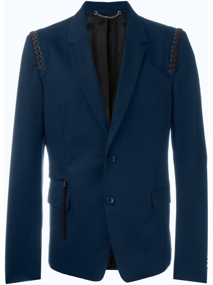 Diesel Black Gold Lace Detail Blazer, Men's, Size: 52, Blue, Cotton/viscose/viscose