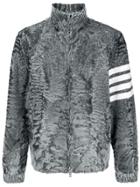 Thom Browne 4-bar Intarsia Dyed Fur Jacket - Grey