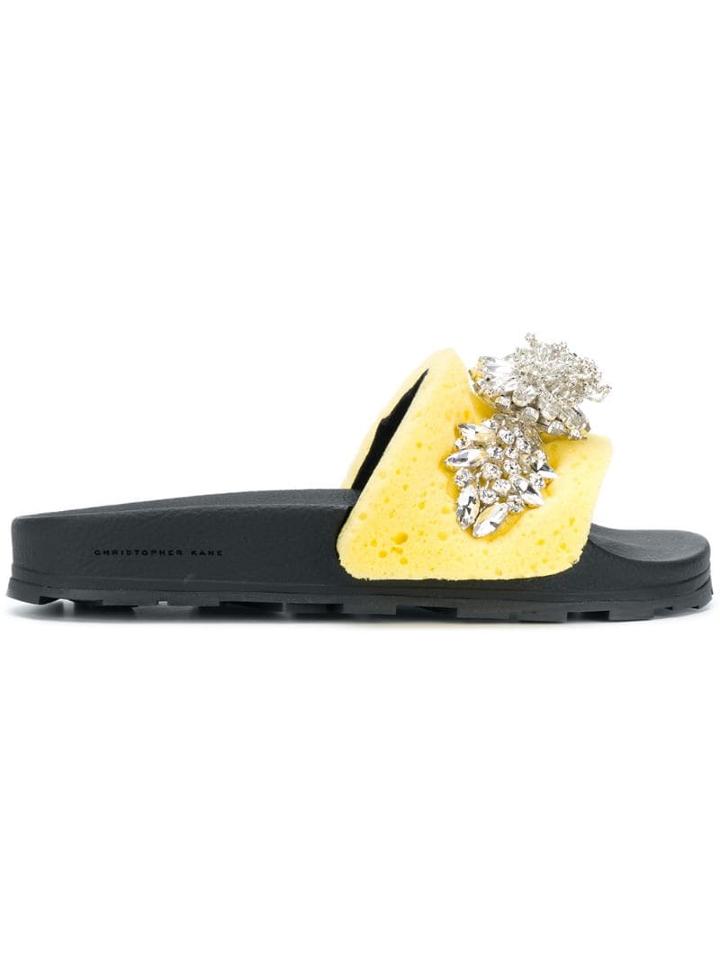 Christopher Kane Crystal Pool Slide - Yellow