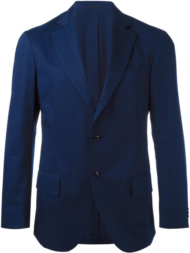 Mp Massimo Piombo Unconstructed Single-button Blazer, Men's, Size: 56, Blue, Cotton/viscose