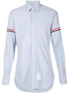 Thom Browne Long Sleeve Shirt With Grosgrain Armbands In Light Blue