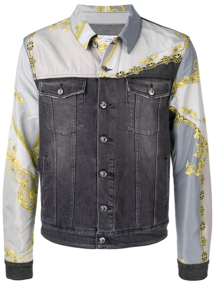 Versace Collection Printed Denim Jacket - Black