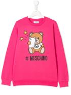 Moschino Kids Teen Selfie Bear Print Sweatshirt - Pink
