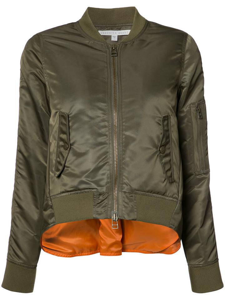 Veronica Beard Back Slit Bomber Jacket, Women's, Size: 4, Green, Nylon/acrylic/wool/spandex/elastane