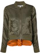 Veronica Beard Back Slit Bomber Jacket, Women's, Size: 4, Green, Nylon/acrylic/wool/spandex/elastane