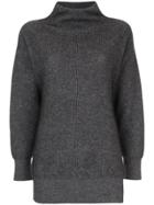 Des Prés Oversized High Neck Sweater - Grey