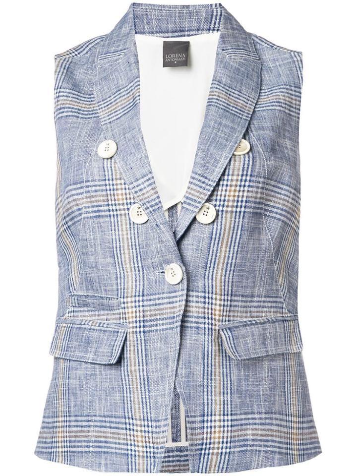 Lorena Antoniazzi Plaid Tapered Trousers - Blue