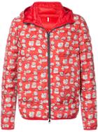 Moncler Cartoon Print Hooded Padded Jacket - Red