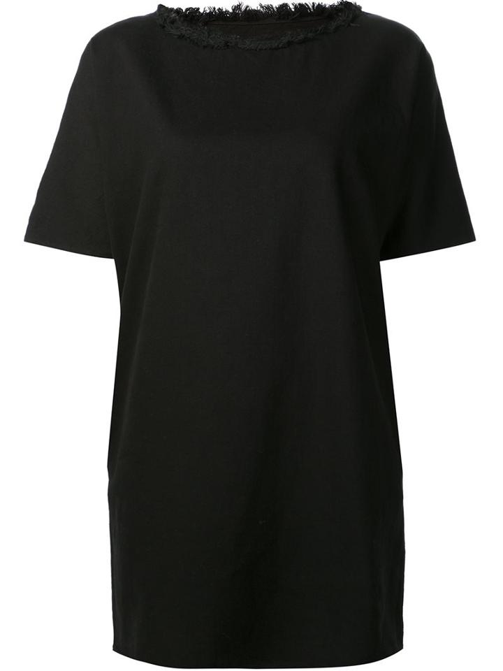 Mm6 Maison Margiela Fringed Neck Dress, Women's, Size: 40, Black, Cotton