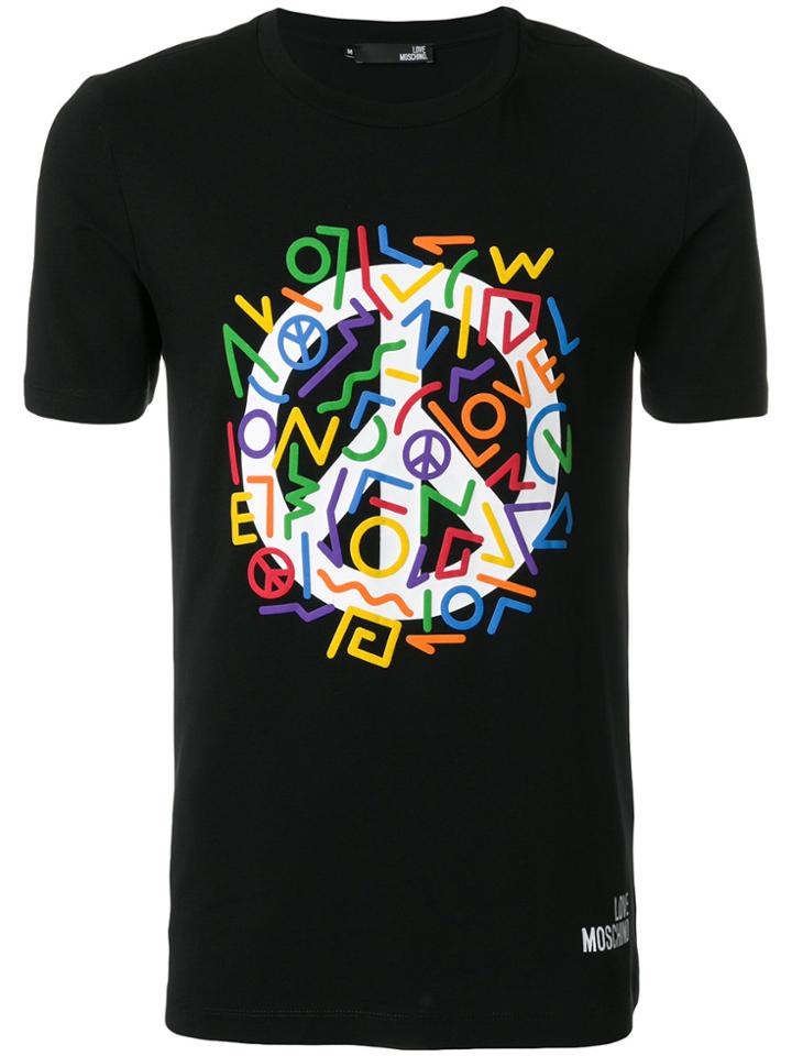 Love Moschino Peace Symbol T-shirt - Black