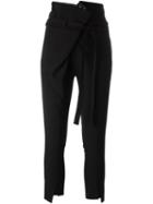 Ann Demeulemeester Front Fold Trousers, Women's, Size: 38, Black, Cotton/spandex/elastane/rayon/virgin Wool