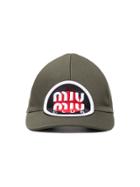 Miu Miu Logo Patch Baseball Cap - Green