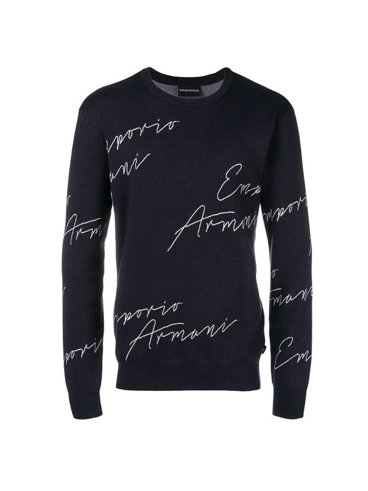 Emporio Armani Script Logo Sweater - Blue