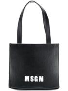 Msgm Logo Print Mini Tote - Black