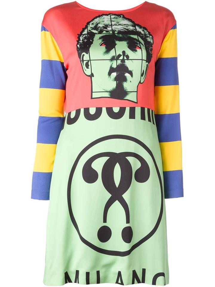 Moschino Panelled Long Sleeve Dress, Women's, Size: 40, Rayon/other Fibers/acetate