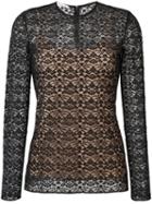 Stella Mccartney - Lace Overlay Blouse - Women - Cotton/polyamide/polyester/spandex/elastane - 38, Black, Cotton/polyamide/polyester/spandex/elastane