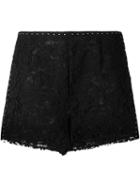 Valentino Studded Heavy Lace Shorts, Women's, Size: 40, Black, Silk/cotton/polyamide/viscose
