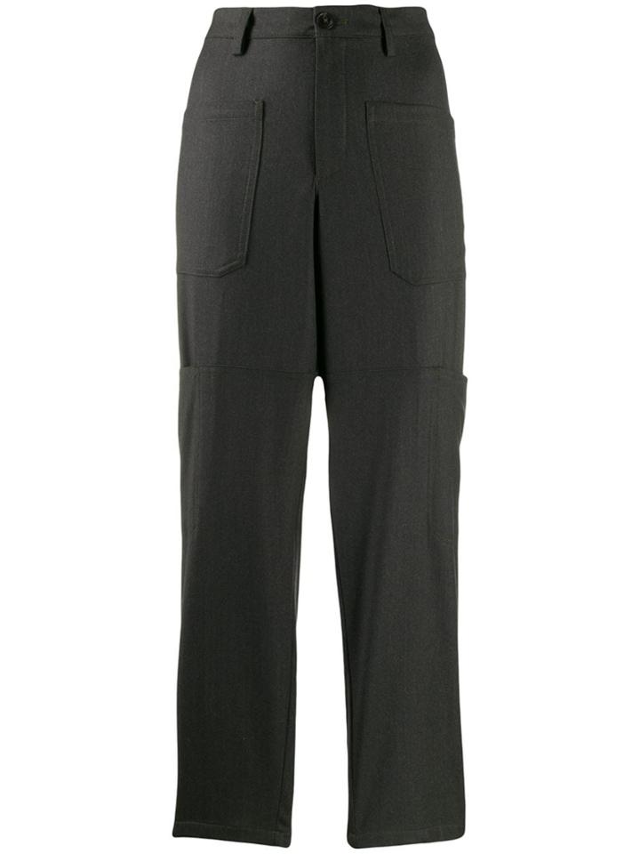 Closed Tapered Cropped Trousers - Grey
