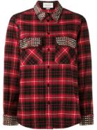 Gucci Studded Plaid Shirt - Red