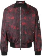 Dior Homme Abstract Print Bomber Jacket, Men's, Size: 48, Red, Cupro/polyester/polyamide/polyurethane