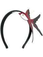 Red Valentino Bird Applique Hairband, Women's, Black, Leather