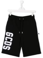 Gcds Kids Teen Logo Embroidered Shorts - Black