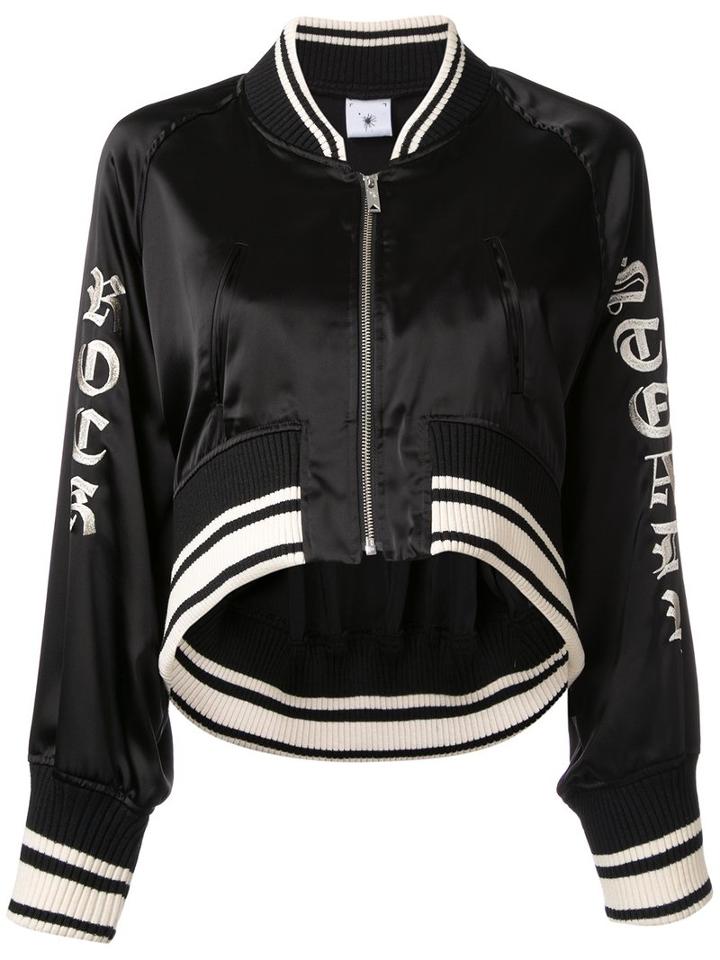 Maison Mihara Yasuhiro Cropped Bomber Jacket, Women's, Black, Triacetate/polyester