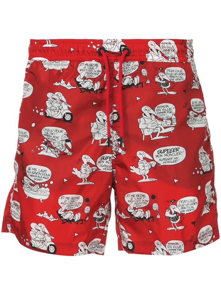 Moncler Printed Drawstring Shorts - Red