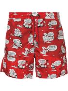 Moncler Printed Drawstring Shorts - Red