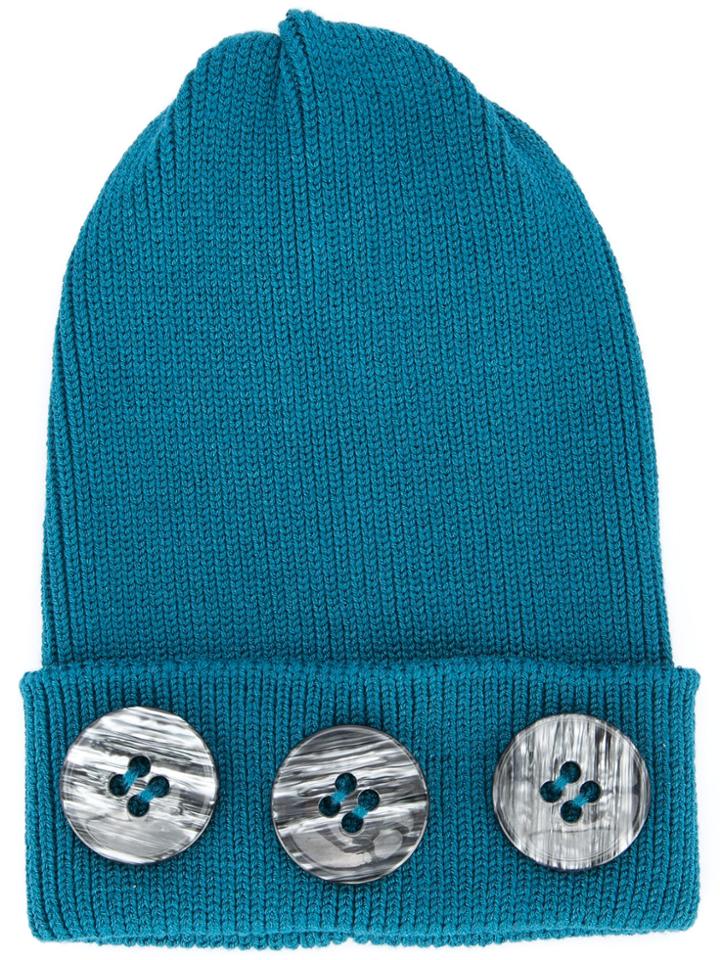 0711 Button Beanie - Blue