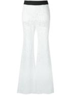 Dolce & Gabbana Flared Lace Trousers, Women's, Size: 42, White, Cotton/viscose/nylon/spandex/elastane