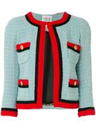 Edward Achour Paris Contrast Trim Tweed Jacket - Blue