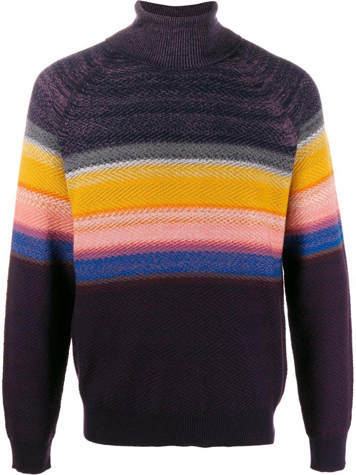 Missoni Striped Roll Neck Jumper - Purple